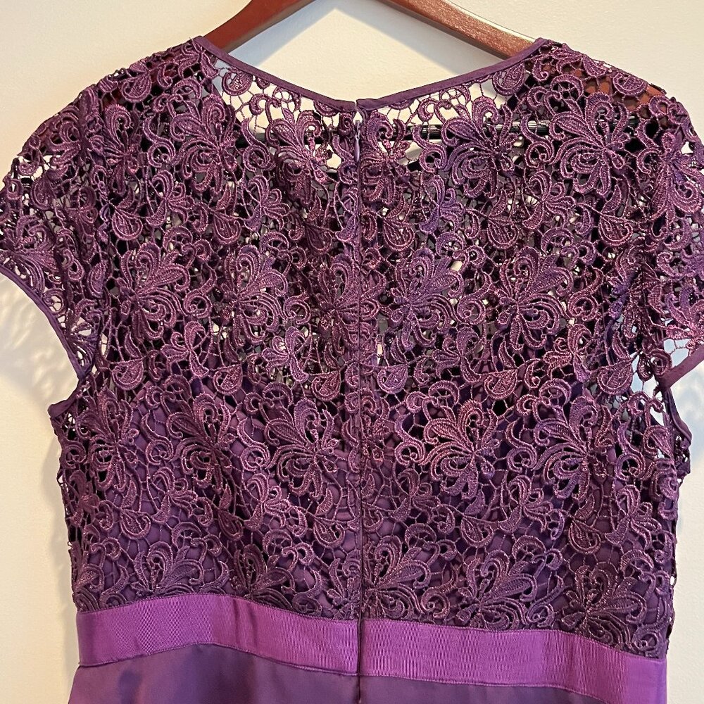 Adrianna Papell Chiffon and Lace Pleat Long Evening Gown in Size 14